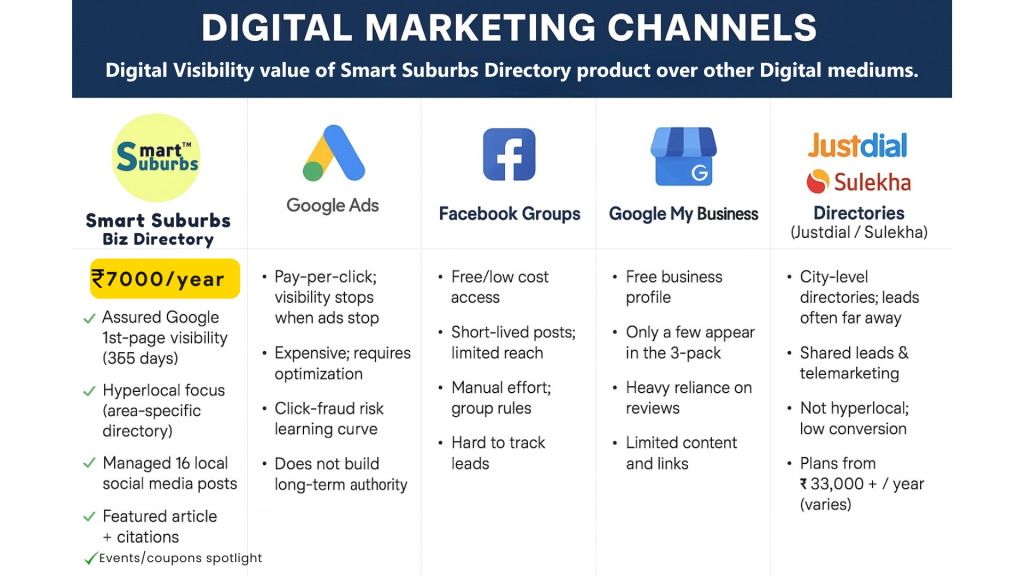 Digital channels comparison table